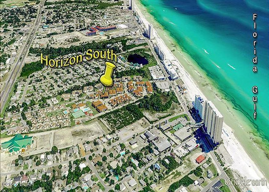 New Price! Own a slice of paradise in Horizon South! Cute beach resort get-a-way currently used as a vacation rental and a second home. Located across from the pools with room to SLEEP 6 with tucked-away-bunk beds. Horizon South is a popular gated resort community located in the west end of Panama City Beach (less than a mile from Pier Park) with 4 pools, hot tub, tennis courts, shuffle board, mini golf, exercise room and of course, the best part deeded beach access to the Gulf of Mexico.