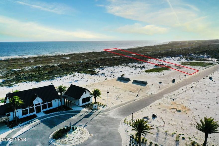 Don't miss out on the ONLY GULF FRONT LOT in the highly desired - Sugar Sand Subdivision. A New Exclusive High End Neighborhood in the Mexico Beach area! This oversized beach front lot is 62 ft. wide & 1.28 ACRES. This exclusive neighborhood include: private gated access, gulf front community building with gym and resort style pool, palm lined streets, reflective gas lantern lighting, large 15' wide boardwalk with golf cart parking and access to the beach, & the list goes on. The LOT INCLUDES APPROVED HOUSE PLANS for a home with 4,630SF of living space and total of 7,555SF including porches and includes building estimates from 2 approved builders who are ready to build your dream home. You will not be disappointed with this custom home plan on this extra large gulf front lot.