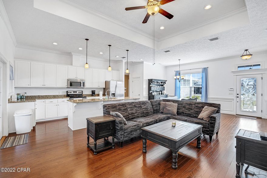 Brick house with heated saltwater pool so you can enjoy it all year round. Located in the quiet subdivision of Azalea Place in Panama City, Florida this residence has 4-bedrooms and 2-bathrooms with hardwood floors on the large living area and carpet in the bedrooms, the main suite is spacious and the bathroom offers plenty of closets, a walk-in shower and separate jetted soaker tub. Split floor plan and open concept, kitchen has granite countertops and a large island with lots of cabinetry space. The home is a little over 1,800 sq ft and is full of light with high ceilings with crown molding. Florida room with nice views of the pool and a new deck for sunbathing and still plenty of yard to play. All Information is deemed to be reliable, but is not guaranteed, buyer to verify if important.