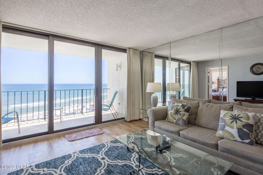 Highly desirable and well taken care of ''deluxe'' one bedroom unit in Edgewater Tower III! These units feature an incredible Gulf front master bedroom with floor to ceiling glass for endless Gulf views as soon as you wake up! These units are larger than all other 1 bedroom Edgewater units and have plenty of room to spread out. Upgraded flooring and tasteful decor make this unit an extremely strong rental with over 40k on the books ytd! Edgewater Resort is one of the most amenity packed resorts in PCB, in addition to the beautiful beach that is just a few feet away, there are 3 pools on site, a kiddie splash pad with shaved ice, breakers poolside tiki bar, multiple hot tubs and a

great gym with plenty of workout equipment to choose from, tennis courts, pickle ball courts, sports shop, som of the best golfing, Onsite salon, Starbucks, the famous Ocean Bar and Grill that serves some of the best breakfast thru dinner on the beach, Ice cream & sweets shop for the family and so much more. These units never last long so schedule your showing today!!!