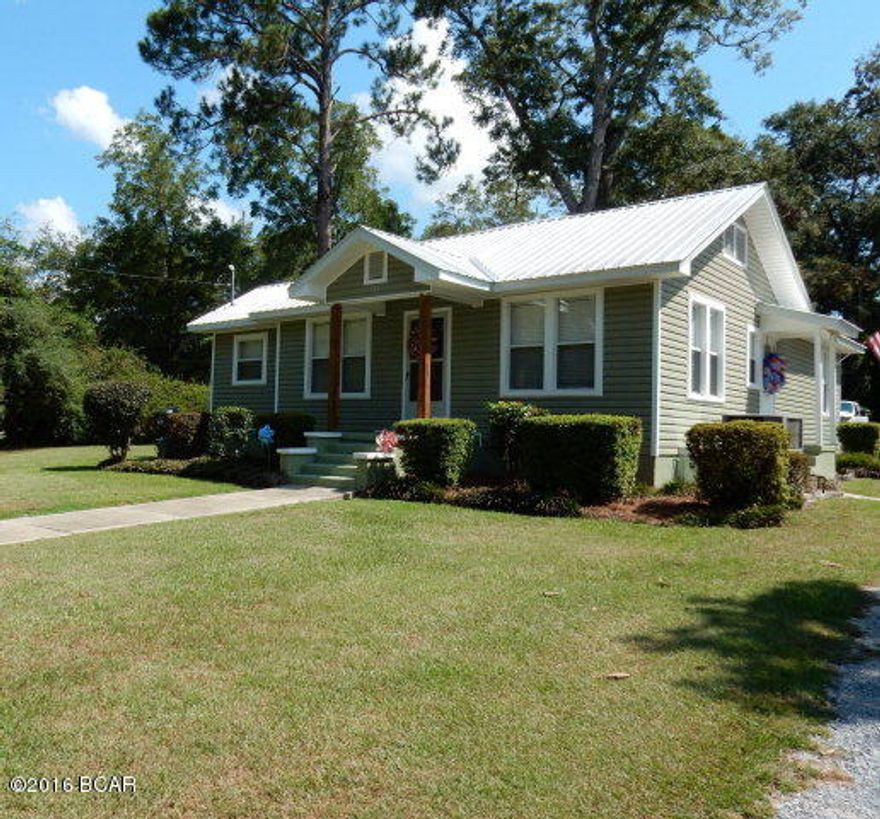 This charming 3 bedroom home is nestled in the heart of Chipley and has undergone an extensive restoration. Inside you will find the original hardwood flooring has been refinished, new carpet in bedrooms, new energy efficient windows, updated electrical system, new trim and fresh paint throughout. Renovations outside include new AC unit, vinyl siding and metal roof. Large detached shed located behind the house would be great workshop and offers additional storage.