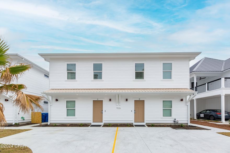 NOW COMPLETED AND FULLY FURNISHED! SOLD AS TURN-KEY VACATION RENTAL HOME! 
THE MOST DESIRABLE INVESTMENT ON THE CURRENT MARKET - DUPLEX FOR SALE IN A PRIME LOCATION , PERFECT FOR SHORT-TERM RENTALS!
Each side (unit A & unit B) of the duplex has 4 bedrooms and 4 full baths, full kitchen on the 1st floor and wet bar on the 2nd floor, dedicated space for bunk beds on both floors, can accommodate up to 14 guests- totaling 28 FOR BOTH SIDES !! THAT'S A RENTAL MACHINE!
Upscale new construction thoughtfully planned for vacation rental with 9-foot ceilings, LVP flooring, tiled showers and bathtub-shower combo, 8-ft covered balcony to enjoy morning coffee and 8-ft covered and water resistant patio for big family gatherings and BBQ, plenty of parking on the front and back of the house. Big backyard POOL CAN BE ADDED IN THE FUTURE. 
SHORT WALK to the beach - only 3min. Thomas Dr is the fastest growing area in PCB with many restaurants, shopping and fun to offer. This is a great opportunity to obtain a quality built investment property just steps from the Most Beautiful White Sands !
NO HOA fees! RENTAL READY !
SCHEDULE YOUR SHOWING TODAY !