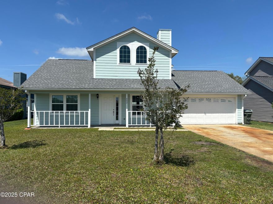 Nice 2 story 3 bedroom 2 bath home in Lynn Haven. Convenient to shopping, schools. Master Bedroom and bath upstairs. fireplace-decoratve, large laundry room. 2 car garage. Small dog Ok with non refundable pet fee $300. Fenced yard.