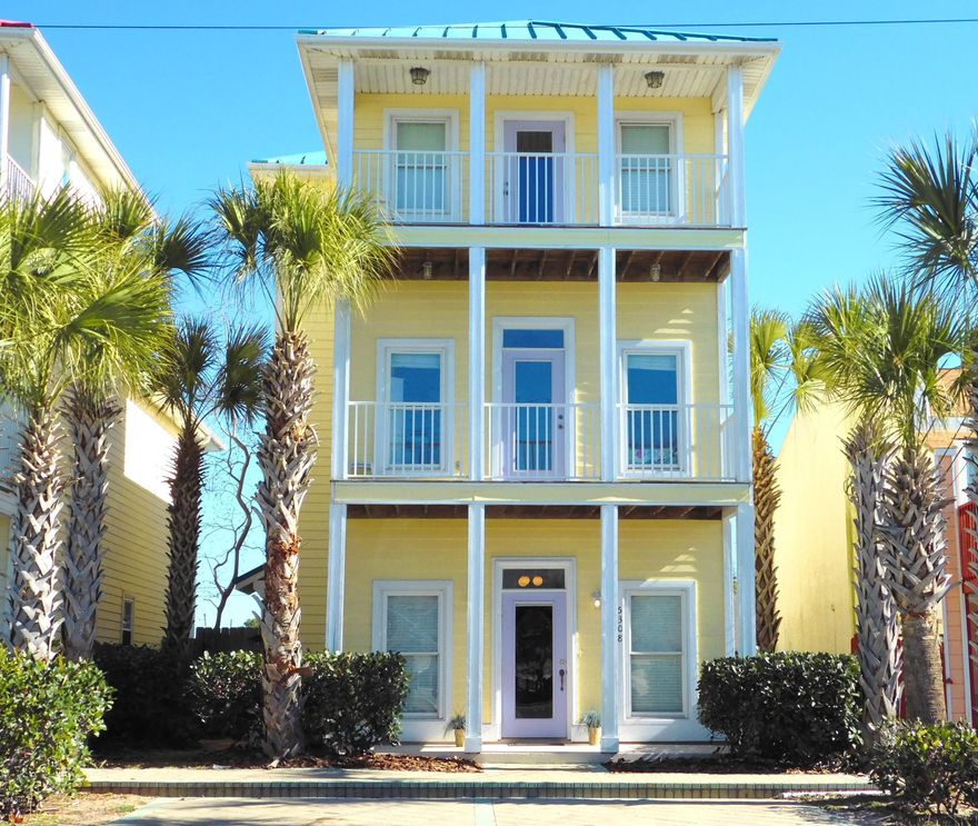 Looking for a GREAT home or LARGE VACATION GETAWAY, CLOSE TO THE BEACH? Look no further.  LOCATION, LOCATION, LOCATION... Public Access #6 is only 0.2 miles away. Spend your day at the beach and then walk on over to SCHOONERS (0.3 miles away) for dinner with a view of the SUNSET on the BEACH. This GREAT home has 3 MASTER SUITES with 1 on the FIRST FLOOR, 3 BALCONIES, and can ACCOMMODATE 10 to 12 people. The house is being SOLD FURNISHED, so just bring your clothes. Exterior features include a BRICK PAVED DRIVEWAY, TROPICAL LANDSCAPING, SPRINKLER SYSTEM, a PRIVATE, IN GROUND POOL, HARDIE BOARD SIDING, and a METAL ROOF. The interior features include: an OPEN FLOOR PLAN, 3 MASTER SUITES each with their own PRIVATE FULL BATHS and PLENTY OF CLOSET SPACE. THERE'S MORE.. 1 MASTER SUITE is located on the FIRST FLOOR with a LARGE WALK IN CLOSET, EN SUITE BATH, and PRIVATE ACCESS TO THE POOL. The other 2 MASTER SUITES are located on the 2nd FLOOR. Each have their OWN BALCONIES. The 3rd FLOOR is a LARGE BONUS ROOM with a half bath and a WET BAR. It is currently being used as a bedroom but would make a GREAT ROOM FOR RELAXING  or ENTERTAINING A FEW GUESTS. CALL YOUR REALTOR TODAY. Don't miss your opportunity to own a home within WALKING DISTANCE TO THE BEACH.