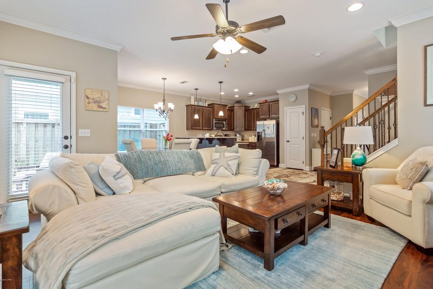 HUGE $12K PRICE IMPROVEMENT! This 3/2.5 home in Santa Rosa Beach is priced to sell with new floors, paint, carpet, and porch all done in 2018. This was the builders model home and you can tell with the little details throughout the home. It starts with the beautiful entrance that then flows into the very open floor plan with kitchen, dining and living area all together. The home features crown molding, recessed lighting, granite counters, and custom cabinetry and that sets it apart from others in the neighborhood. All three bedrooms are upstairs and the master has a balcony that faces south for gorgeous sunsets. The master bath has a garden tub and  separate shower.

The laundry room is upstairs for convenience and the both washer dryer convey with the sale. HOA cover the pool and yard wor