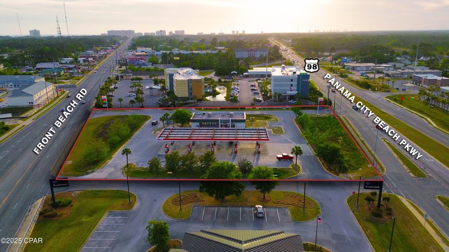 Positioned on approximately 2.378 acres, this ±3,200 SF convenience store offers a fully operational, turnkey setup with 10 MPDs and 20 pump stations under a ±6,432 SF canopy. The site benefits from exceptional visibility and high traffic exposure, with a combined ±66,000 vehicles per day on Front Beach Road and Panama City Beach Parkway. Prominent signage is strategically located for maximum exposure from both the Front Beach Rd. and the nearby exit ramp off of Panama City Beach Pkwy., making this a prime opportunity for fuel operators, retailers, or QSR concepts seeking immediate functionality in a high-traffic corridor.
