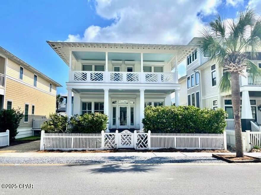 CURRENTLY UNDER CONTRACT, SELLER WILL CONSIDER BACKUP OFFERS. Picture Perfect is located in the Gulf front community of Carillon Beach. This fabulous beach home could be your perfect second home or an excellent vacation rental home. The home is currently a rental and has a good rental history. The house is across the street from one of the 8 architecturally inspired beach walkovers located in Carillon Beach. The home has double loaded front porches, two large Master Bedrooms upstairs with en suite bathrooms, a first floor guest room, an additional bunk room, full bath, living room, dining area, wet bar, and great kitchen with island. Picture Perfect's lot is large enough for a guest house.