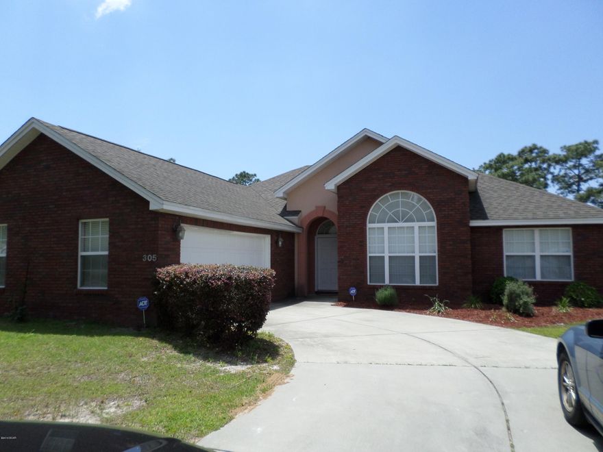 Beautiful 3 bedroom brick home with 12' ceilings, tile flooring, fireplace in the great room, covered back porch and so much more! All sizes are approximate, please measure and verify if important. School assignments are subject to change, please check with Bay County for most accurate information. Pets allowed with owner approval and NON REFUNDABLE pet fee of $150.00 per pet. Breed restrictions apply.