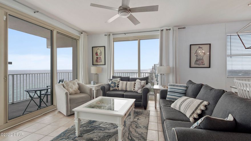 **ATTENTION INVESTORS** Extremely rare gulf front west-facing condo with large wrap around balcony. This condo is a rental machine. Averaging $75k per year. Renting at $900 each night during peak season. Condo comes with dedicated parking space. New HVAC and kitchen appliances in 2021. 3 bedroom/3 bathroom open floor plan.The Shores of Panama is an excellent location on the beach next to Pineapple Willy's and is within walking distance of many restaurants and shopping. Call your favorite realtor for a private showing.