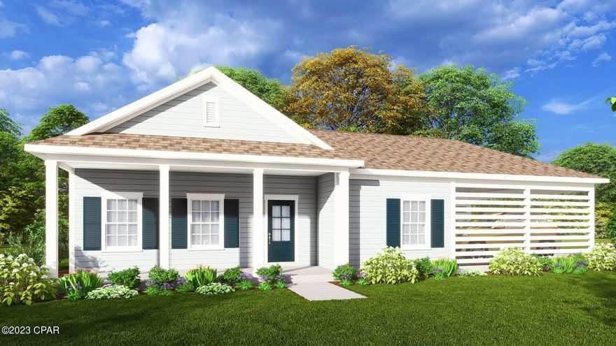 The Elm plan is part of the low-maintenance Cottage Collection in the popular waterfront community of SweetBay! These cottages are perfect if you're ready to stop doing yard work and enjoy the phenomenal lifestyle that SweetBay has to offer! The Elm plan by Harris Doyle Homes is a spacious and open split-bedroom home with a huge front porch and attached carport (available to be upgraded to a garage). This home includes granite countertops, stainless appliances and luxury vinyl plank flooring throughout the main living areas. The primary bedroom features a large walk-in closet and tile shower. SweetBay is a walkable and golf cart friendly community with unrivaled amenities: dock and boathouse with North Bay access for kayaking, paddle boarding, and fishing, parks, resort pool complexes, basketball and sports court, miles of trails, and planned future amenities including a marina and Publix-anchored town center! New home buyers even get priority access to top-rated University Academy!