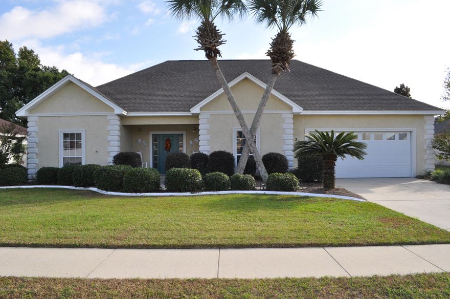 Awesome Summerwood home ready for a new family!  This 3BR/2BA abode features a split-bedroom floor plan, crown molding, custom tiled kitchen back splash, formal dining room with chandelier, and a very large foyer. There is also a large bonus room above the garage for your teenagers, recreation, or lots of storage!  The backyard is privacy fenced and there's plenty of room to add a pool or other recreational activities the kids would enjoy.  There are also Valencia orange and Myers lemon trees back there!  Summerwood is a very family-friendly neighborhood with sidewalks and a community pool.  You're also just around the corner from Pier Park and the beach.  You'll be proud to call this home sweet home! All info is approx. and must be verified by Buyers if important.