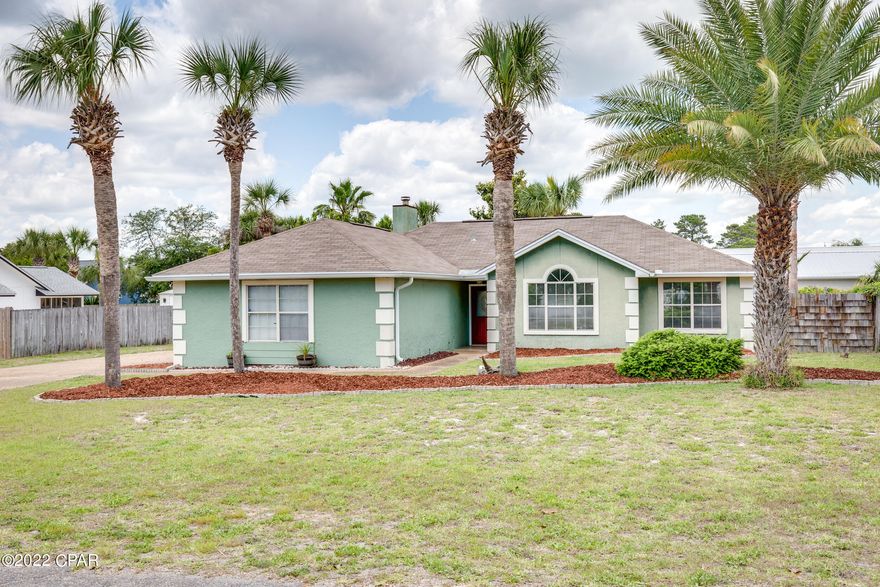 CURRENTLY UNDER CONTRACT, SELLER ACCEPTING BACKUP OFFERS **CLOSE TO THE BEACH** Nested on a large lot, this 3BR/2BA home is located just a short golf cart ride to the Gulf of Mexico on the west end of Panama City Beach. The home features a large pool, spacious pool deck, an outdoor shed(with electricity) and loads of parking on the massive driveway. Convenient access to Pier Park or 30A make this the perfect spot to call home. Recent updates include new paver pool deck (April 2021), new gutters (March 2022), new well pump (March 2022), new carpet (October 2020), fresh interior paint (October 2020), termite traps(April 2022) , tall outdoor fence (October 2020) and new attic ladder(January 2021). Call today for a private tour.