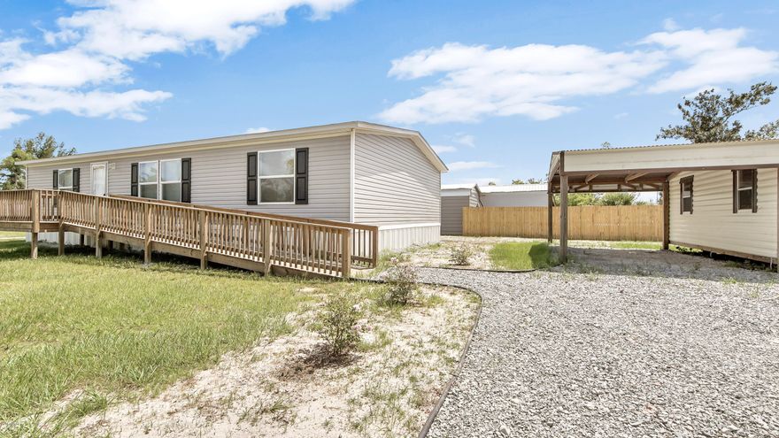 'CURRENTLY UNDER CONTRACT, SELLER ACCEPTING BACKUP OFFERSThis 2019, 3 bedroom/ 2 bathroom double-wide TRU Mobile Home ''Satisfaction'' model is essentially new and located on a corner lot. This model offers quality standard features such as solid steel foundation, reinforced vapor barrier, thick installation, and inter-locking/water-resilient flooring just to name a few. Kitchen appliances included along with smart Ecobee thermostat. New deck off the back of the home is 6 months old. Handicap accessible ramp/deck on front of home. Covered parking is offered with the large attached shed. There is minor damage on the backside of the shed, however, still very much usable. Don't miss out on previewing this property today! All sizes/info/measurements approximate; please verify if important.