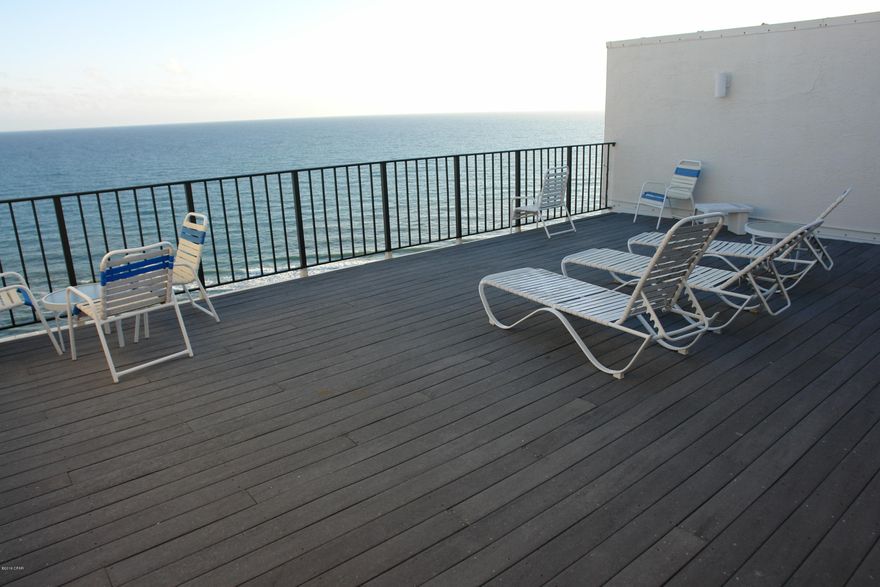 TWO STORY PENTHOUSE,ocean front condominium.  A spiral staircase takes you to your breathtaking PRIVATE ROOF TOP SUN DECK.  Second floor wet bar for your rooftop entertainment.  They just don't build them like this anymore,anywhere! Three bedrooms and three full bathrooms.  The huge Master Suite is ocean front with full view glass front walls,large enough for an ocean front seating area. Beachside decor with sky blue, faux finished walls throughout that disappear into the clouds.  This ''Stairway To Heaven'' unit can be your private retreat and comes with everything Edgewater has to offer including pools, hot tubs, fitness center, golf, restaurants and much much more.