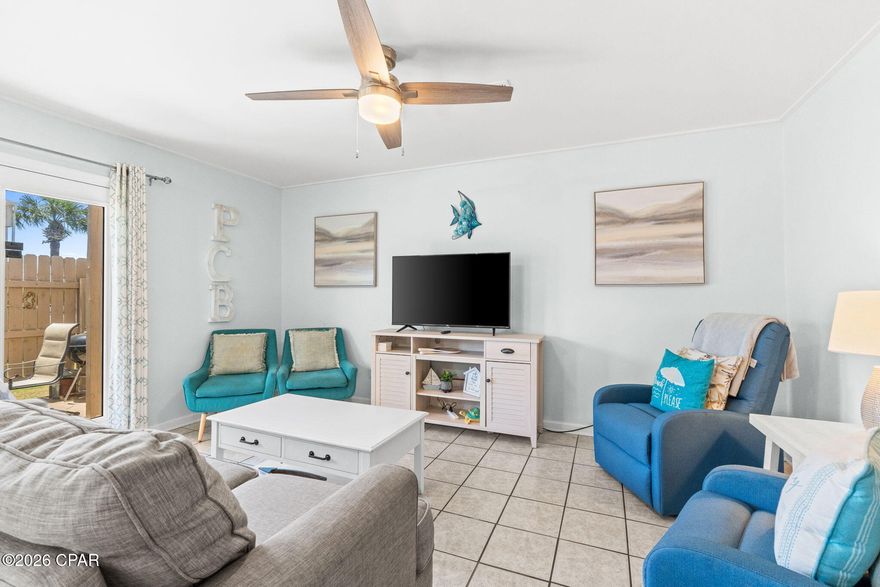 Raise your hand if you're ready to own a slice of Panama City Beach paradise! This thoughtfully updated 3-bedroom, 2.5-bath townhome at 17462 Front Beach Road #2B6 delivers the rare trifecta beach buyers dream about: a coveted West End PCB location, a remarkably low $325/month HOA, and proven vacation rental potential with bookings already on the calendar.
Step inside a move-in-ready coastal retreat. Recent upgrades include fresh LVP flooring throughout, new ceiling fans, a newer washer/dryer, smart TVs, and a sliding glass door off the primary suite. Two new doors and windows downstairs add efficiency and curb appeal, and the HVAC system is only two years young -- meaning the big-ticket items are already handled. With three generously sized bedrooms and 2.5 baths, there's plenty of room for family, friends, and rental guests to spread out comfortably.
Location is where this unit truly shines. Unit 2B6 sits at the front end of the Horizon South complex in Building #2 -- just inside the main Front Beach Road entrance -- giving you the shortest, easiest walk to everything. Horizon South offers deeded private beach access directly across Front Beach Road from the complex gate, so reaching the sugar-white sand and emerald Gulf waters is a matter of minutes, not miles. Covered parking right outside your door makes hauling coolers, chairs, and groceries effortless.
Golf cart enthusiasts take note: as an owner at Horizon South, you're permitted to register your own golf cart on-property (decal required from Property Management, with up to two combined parking spaces per unit for vehicles and carts). There's even a dedicated long-term golf cart parking and charging area by the basketball courts -- a serious lifestyle perk in one of Florida's most golf-cart-friendly beach towns.
Beyond your doorstep, Horizon South is the amenity package that keeps families coming back year after year. Residents and guests enjoy four community pools (one heated in winter), a hot tub, fitness center, tennis and basketball courts, shuffleboard, pool tables in the clubhouse, and an 18-hole putt-putt course -- resort-style fun without resort-style fees. With short-term rentals allowed, this property works equally well as a primary home, second-home getaway, or turn-key income producer. Rental history is available upon request.