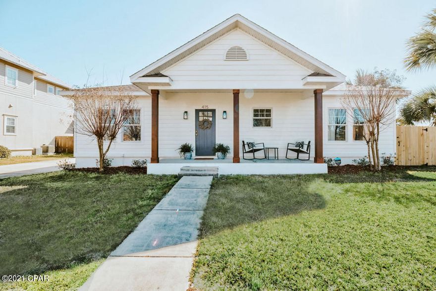 Three bedroom PLUS flex room! Beautiful one story home in the sought out Tapestry Park. Home sits on a corner lot with a large back yard and only a block from the beach. Roof and A/C less than 2 years old! Recently renovated to include new carpet, tile, interior and exterior painting, new appliances, custom built-ins in every closet, lighting throughout home and many additional upgrades. Home has accented walls, shiplap and a built in bench for dining. Large back porch overlooks very private back yard with beautiful fruit trees. Sidewalks throughout the very active community. Neighborhood amenities include basketball courts, tennis courts and pool with clubhouse. Many large open common grounds.