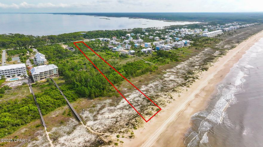 PRIME 66' GULF FRONT lot on Cape San Blas! Discover a rare opportunity to own 2.29 acres of untouched Gulf-front beauty on the coveted North Cape. With an expansive 66 feet of direct Gulf frontage and no HOA restrictions, this stunning parcel offers unmatched freedom and potential for your dream coastal retreat or investment build. Wake up to panoramic views of sugar-white sands and emerald waters, and enjoy direct access to one of Florida's most serene and unspoiled beaches. The lot features native vegetation and gentle topography, ideal for designing a custom home that harmonizes with the natural surroundings. Whether you're dreaming of a private estate, a vacation rental, or a peaceful escape, this property delivers exceptional flexibility in a prime location. Spend your days fishing from the sugar white sand and your evenings around a campfire on the beach.  Don't miss the calm, clear waters of St. Joe Bay, perfect for kayaking, paddleboarding, fishing, and watching vibrant sunsets over the horizon. The property is also located along the 10-mile Loggerhead bike and pedestrian trail, connecting you to nearby natural areas, beach access points, and local amenities. Just a short drive away, you'll find the charm of Port St. Joe, with its boutique shops, waterfront dining, vibrant community atmosphere.  and marina,    with quick access to St. Joseph Bay for kayaking, fishing, and scalloping.  The best of coastal living is right at your doorstep. This parcel can also be purchased with additional Gulf-front & Bay-front lots for expanded possibilities—reference MLS: 773209. Call for your private tour & LIVE THE BEACH LIFE!