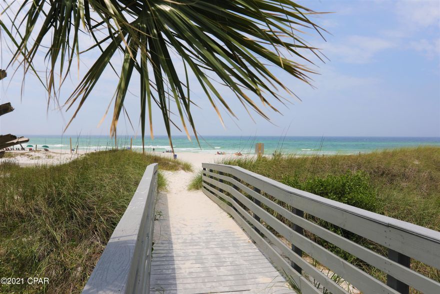 CURRENTLY UNDER CONTRACT, SELLER ACCEPTING BACKUP OFFERS' Check out this beautifully decorated and remodeled condo ACROSS THE STREET FROM THE BEACH! Bright and happy and with a total beach vibe. This unit is like living in a beach cottage condo style. West end complex with 2 pools, hot tub, laundry facilities, tennis courts and across the street from the beautiful Emerald Coast of Panama City Beach. This unit has had many upgrades. Fixtures, switches, high end paint, solar tint on glass, wifi thermostat, AC replaced in 2016 and hot water heater replace in 2019. Many amenities close to the complex. This unit will be a great starter or perfect investment property. LOW HOA'S! Don't let this gorgeous condo on the most desirable end of PCB get away, as it won't last long.