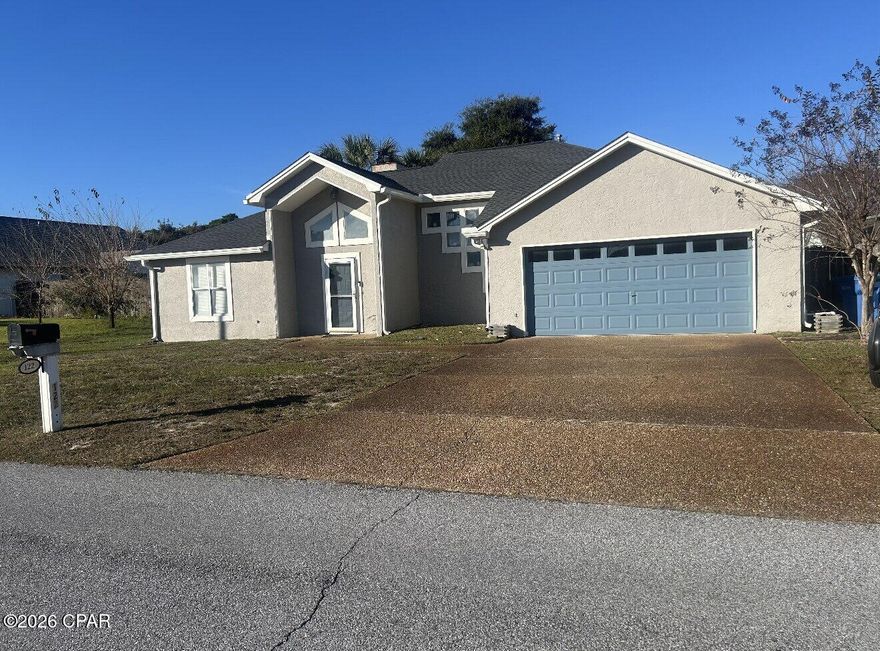 Please ask about our move in incentives. Conveniently located to both Panama City Beach & Panama City, near Navy Base and within a 5 min. drive to the Worlds Most Beautiful Beaches on the Gulf of Mexico. This freshly painted home is in the deed restricted Treasure Palms neighborhood and offers a split floor plan, with an open kitchen. Master bath has soaking tub and TWO walk in closets, double sinks and plenty of storage. Living room has handsome wood flooring and is open to the dining area and kitchen. Back yard is spacious and privacy fenced; bedecked with mature landscaping that includes a patio to take it all in. To see this property, Just text a copy of your ID to our office phone. Showings are scheduled within 1 business day. Security deposit may be waived with Obligo approval