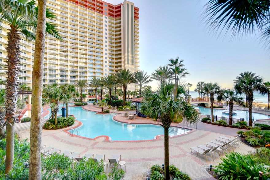 This beautiful 2nd floor condo overlooking the lagoon pool also provides a gorgeous view of the gulf.  Large master bedroom along with a bunk room provide plenty of space for guests to relax.  The Shores of Panama includes many wonderful amenities including indoor and outdoor pools, fitness center, hot tub, sauna, tiki bars, and game room all add an extra level of fun.  This is an ultimate getaway condo at the World’s Most Beautiful Beaches!