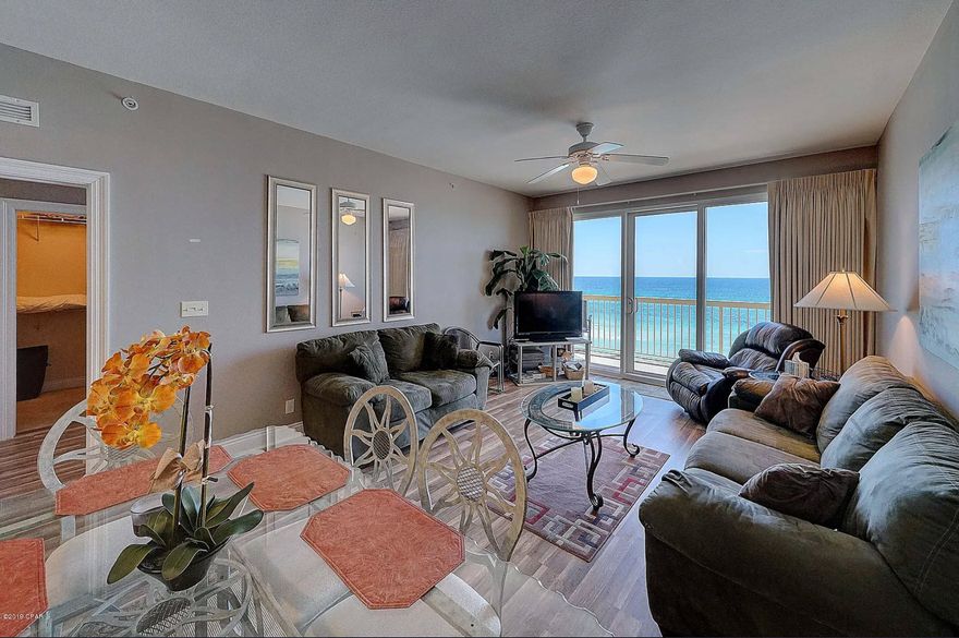 Located in the center of the action in Panama City Beach, Calypso Resort is a few steps from Pier Park (the largest, most happening area at the beach). Enjoy the breathtaking beach front view from the comfort of your own bed in the mornings! With three luxurious bedrooms, two full bathrooms, living room, dining area, ample laundry room and a spacious balcony, this condo fits the bill for sheer luxury on the beach. This fully furnished condo is on the 5th floor and overlooks the pools and famous sandy white beaches of Florida. Recently updated with new floors, paint and furnishings in 2018 for a fresh look.