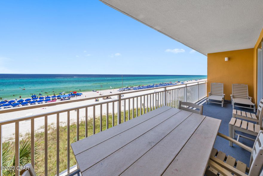 CURRENTLY UNDER CONTRACT, SELLER WILL CONSIDER BACKUP OFFERS.  Offered for sale is Splash 103W featuring the highly sought after 1,396 square foot, 2 bedroom + bunk room, 2 bath, Beachcomber floor plan with room for everyone!  The Beachcomber is the perfect 2 bedroom size, not too small, and rarely comes up for sale.  Don't like elevators or elevator wait times?  Problem solved!  This low, first-floor, condo offers convienience and desirability for you and your guests.  Upgrades include recent living room furnishings and dining chairs, a beautiful and upscale professional paint job, stainless appliances including newer 2021 microwave & range, coastal decor, and composite balcony furnishings. You'll absolutely love the low-floor, living room and master bedroom views of the quartz-white, sandy beach and emerald gulf waters.  The master bath features a double vanity, tub, and separate shower.  Splash is known for its wonderful amenities including a children's water park with slides, lazy river, beautiful pools, arcade, fitness center, jacuzzi hot tub, on-site coffee, sandwich, and gift shop, and large parking garage with skywalk.  Don't delay, put this condo on your must see short-list!  Dimensions to be verified by buyer if important.