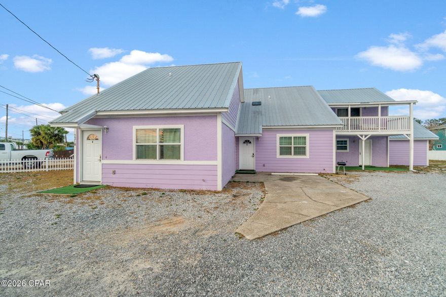 Attention investors! Income-producing triplex just a short walk to the beach in PCB (4 min walk to Schooners). Perfect for short-term rentals, vacation stays, or long-term tenants. Properties this close to the sand rarely hit the market--strong rental potential and multiple income streams! A - 1 bed + loft, 2 baths. B - 2 bed, 2 bath. C - 2 bed, 2 bath.