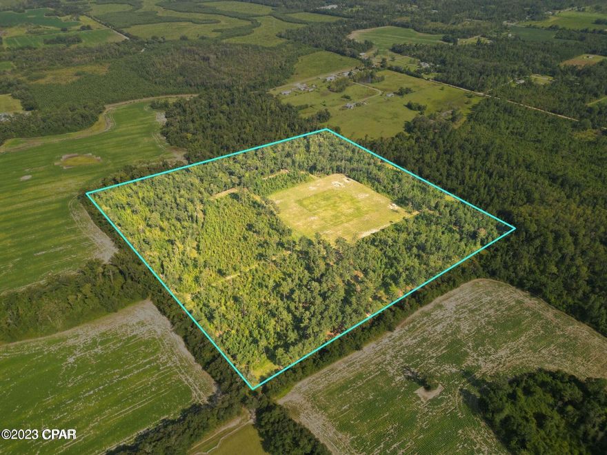 Private and desirable is this 40 acres with a running creek, beautiful pines, approx 6 acres cleared in the middle, Under ground electric ran to the property, Deep 4 inch well with good water,excellent deer hunting, This is a must see.  Deeded easement and surveyed.  Sits between Cottondale and Chipley Florida.  Easy access to Panama City Beach or I-10 is only 12 min away.  Dothan Al is approx 40 minutes north.  Excellent location.