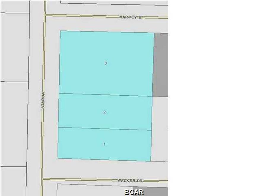 3 adjoining commercial lots being sold together. Frontage on three streets. Lots are cleared and conveniently located one block off of Hwy 22. Sellers are motivated and will consider all offers. Dimensions from Bay Co Property Appraiser's website. All information is intended to be correct but should be verified by buyer.