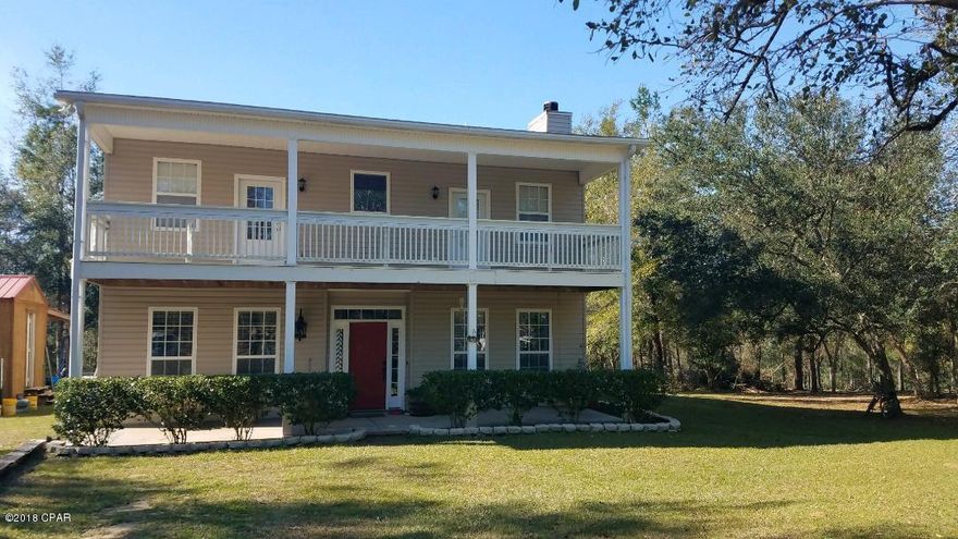 This beautiful, well built 4 bedroom 2 bath home that sits on approx. 7.83 acres. Built in 2008 this home feathers hard wood, laminate and carpet flooring. As you enter you'll find a large family room that winds around to the dining and kitchen area with a large office/study. Ascending up the staircase, rests the large master bedroom with treyed ceilings and an master bath with a tub and separate shower! On this floor, you'll find an additional full bathroom, and three large bedrooms with roomy closets. Two of the rooms lead to a huge front balcony giving a beautiful view of the property. Out back you'll find a fire pit and large, stocked pond ready to fish! The seller says he also hunts not far from his house. This one could be fenced for horses or animals. A MUST SEE!