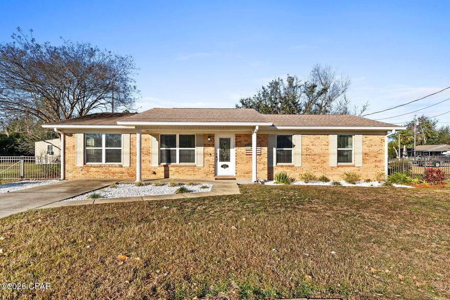 Located in the heart of Lynn Haven, this all-brick 3-bedroom home plus a bonus room sits on a nearly half-acre corner lot with no neighbors on either side, offering exceptional privacy and space. With a versatile layout and numerous updates, this home is well-suited for a primary residence, downsizing opportunity, or rental investment.

Tile flooring flows throughout the main living areas, while newer carpet in all bedrooms adds comfort. The spacious kitchen has been updated with stainless steel appliances, a new dishwasher, and a new sink with disposal, creating a functional and inviting space for everyday living.

Enjoy peace of mind knowing the major systems have been updated within the last six years, including the roof, windows, HVAC, hot water heater, and irrigation system. More recent improvements include all new hot and cold water piping throughout the home, new sewer lines, new toilets, updated light fixtures, ceiling fans, and much more.

The expansive backyard offers incredible flexibility with a side gate and concrete pad, ideal for parking boats, small RVs, or additional vehicles. A large storage shed adds extra convenience, while the spacious covered patio provides the perfect setting for entertaining family and friends.

Conveniently located near boat ramps, parks, sports complexes, schools, shopping, dining, and community events--including Lynn Haven holiday parades--this home offers both lifestyle and location.

This property is the perfect blend of comfort, space, and functionality and is ready for its next owner to start making memories.