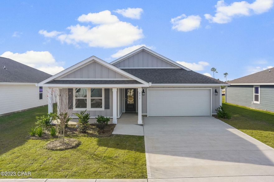 CURRENTLY UNDER CONTRACT, SELLER WILL CONSIDER BACKUP OFFERS Park Place in Callaway is our closest new construction to Tyndall Air Force Base! When you enter the Lakeside floorplan you will notice immediately the brightness of the entry hallway.  This 5-bedroom 3 bath, 2012 square foot home is an open floorplan with two bedrooms separated by a full bathroom at the front of the home and one bedroom across the entry hallway affording family and friends alike privacy when visiting.  The large kitchen island overlooks the dining room and living room allowing all to be together or doing individual tasks in each area.  The main areas of the home as well as the bathrooms and laundry have beautiful Engineered Vinyl Plank while the bedrooms offer plush carpeting.  The spacious primary bedroom leads to the bathroom featuring a large shower, double vanity, and a large closet. Conveniently located close to shopping, recreational parks, schools, and Tyndall Air Force Base.