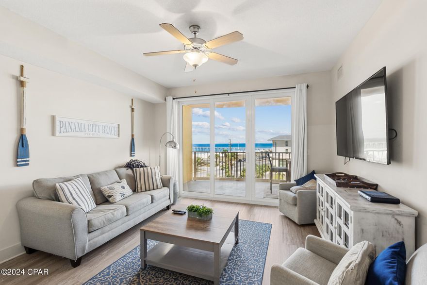 Price Reduction! The undeniable best location condo in PCB, Calypso Tower III!  Welcome to your dream coastal retreat! This charming 1-bedroom condo can comfortably sleep 4 people and offers more than just a stunning view of the Gulf.  The best one bedroom floor plan with the master bedroom facing the gulf view.  Double Balcony!  Along with top of the line upgrades such as crown molding and wall design. Located just steps away from the sandy shores, this haven is also conveniently close to shopping and eateries, ensuring that you're never far from the vibrant pulse of PCB. Immerse yourself in the serenity of Gulf views from your private balcony or step outside to explore the nearby shops and restaurants. Your perfect blend of comfort and convenience awaits in this top tire condo! Tower III at Calypso Resort offers an array of top-notch amenities, including a pool, hot tub, cabanas, tiki bars, and a fitness center. These amenities are designed to enhance your lifestyle and provide a luxurious experience.