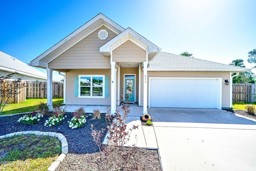 **CURRENTLY UNDER CONTRACT, SELLER WILLING TO CONSIDER BACK UP OFFERS** Beautiful home in the newer  Cove Villas neighborhood situated west of the Hathaway Bridge on Panama City Beach. This 4BR/2BA property, built in 2020, has a spacious and open floor plan with wide walkways, trey ceilings, versatile LVP flooring, granite countertops, large walk-in pantry and stainless appliances. Also, covered porches, front and back, with a large back lawn fully fenced - perfect for entertaining and grilling on the back porch with privacy. Emerald Cove also offers sidewalks and a dog park for your furry family members. Convenient to EVERYTHING that PC & PCB have to offer including a marina less than a 1/2 mile away on Wildwood Rd! Approx 10 min to drive to the beach, if not less! This is a MUST SEE!