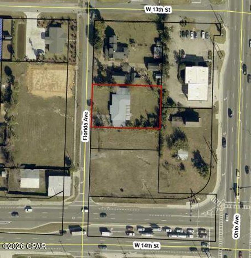 This property is located close to the corner intersection of Hwy 390 and Hwy 77. This is an area that is in a prime location for an expanded business sector. The value is in the land although the building on the land is sound and could perhaps be used. The present Lynn Haven  Land Use is Mixed Use. The best use would be commercial. One business has opened across the street. The Buyer to verify the zoning, permitted uses and developmental feasibility.