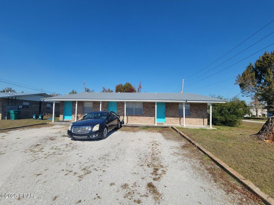 Charming 1 bedroom, 1 bathroom corner unit with an open living room and kitchen concept! This cozy apartment features a brick exterior with a newer metal roof, a covered front porch, and a dedicated parking spot right at the front door for easy access. Inside, you'll find fresh paint throughout, a functional kitchen equipped with a refrigerator and stove, and a comfortable bedroom offering two closets for extra storage. The bathroom includes a convenient tub/shower combo.**Garbage and Lawn Care included** No Pets** Located just off Tyndall Parkway, this unit is close to shopping, restaurants, and local businesses, and a short commute to Tyndall AFB. —perfect for easy living in a convenient location!