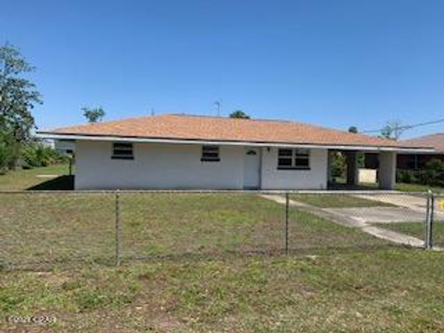 ( Currently Under Contract, Seller taking back-up offers)  AS-IS : Nice 1200 SF home on a nice lot. The overall construction of this concrete block stucco exterior walls on a slab home is and was non-damaged by Hurricane Michael. New shingle roofing was installed before any rafter or structure damage. Some water did get in the home, however, only 2 rooms that had laminated plank flooring had any damage. The house was vacated after the storm and was left in a mess. It has been recently cleaned out. THIS HOME IS BEING SOLD AS-IS. It has a really nice big yard and has a separate 4 inch well for irrigation of lawn or garden.  It is on city water & sewer. . It is not turn-key livable, although the central AC does work.