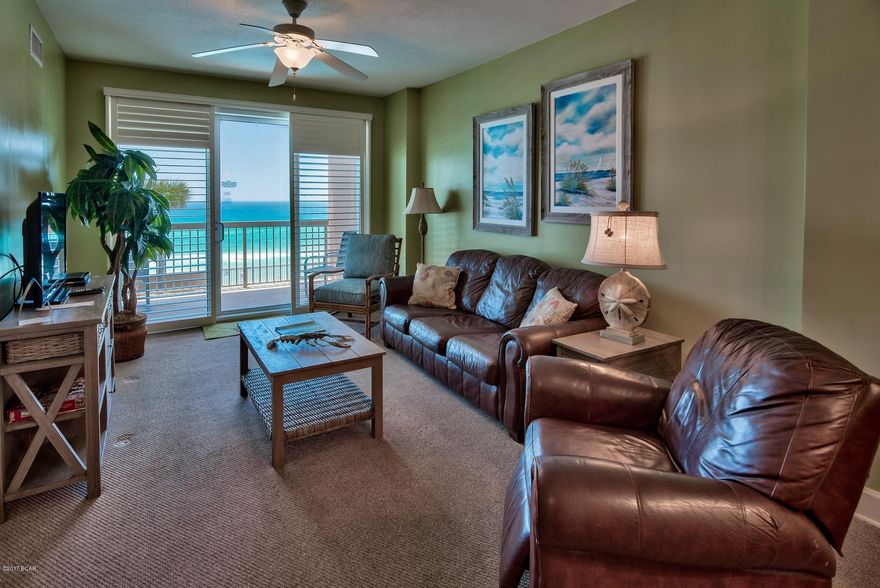 Best priced 2-bedroom at Sunrise Beach! Fantastic value and prime location on the 6th floor - low enough to hear the waves off the balcony and close to the amenities. Unit 602 is a fully furnished 2-bedroom, 2-bath condo with additional bunk room, large balcony and incredible views of the Gulf of Mexico. Interior features a spacious and open floor plan with raised ceilings, a Gulf front master bedroom and a laundry room with full size washer & dryer. Experience incredible views of the Gulf of Mexico from the large sliding glass doors. The kitchen features granite countertops & breakfast bar and plenty of storage with the ample cabinets and pantry. Enjoy a casual meal at the breakfast bar or sit in the dining area and enjoy a meal with views of the Gulf. Living area is welcoming & inviting. Access the private balcony from the living area and master bedroom. The master bedroom is Gulf front with balcony access, king bed, flat screen TV, and an on-suite bathroom with 2 walk-in closets and double vanities. There is a guest bedroom with queen bed and an additional bonus room being used as a bunk room. This unit has an owner's closet, sleeps 8 and is a current rental unit with the on-site rental company, ResortQuest by Wyndham Vacation Rentals. 

Sunrise Beach has luxurious amenities including: 2 elevated Gulf front pools, one heated seasonally, 2 spas, large sun deck (just refinished), spray park, owners lounge with full kitchen, Gulf front exercise room, theatre, plenty of underground parking, Gulf front gas grills, 330 ft. of beautiful white sandy beachfront. Aquatic Adventures is the onsite seasonal beach service that rents beach chairs & umbrellas and a variety of watersports including jet skis, catamarans, paddle boards, banana boat rides and parasailing! Sunrise Beach is a deluxe 25-story Gulf front complex with 275 units. It is located just east of Pier Park (apx. 1 mile) and only a short drive to Frank Brown Recreation Center and Gulf World marine park. Do not miss out on this opportunity to own a Gulf front condo at a great price!