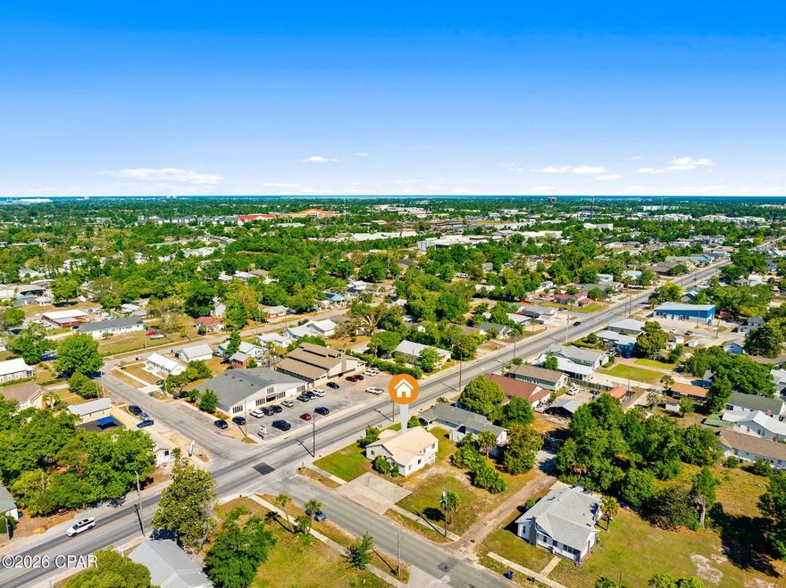 This is a prime location for attorney offices, medical offices, hair salons, real estate office, retail shop, or any other business that is allowed per the zoning requirements. This corner location is easily accessible for ingress and egress. You are walking distance to many downtown venues and establishments. This property is close to St. Andrews Bay and some of your favorite restaurants and banks. It is also very convenient to the courthouse, and the hospital. 
Almost anything you might need is right around the corner from the high visibility location.