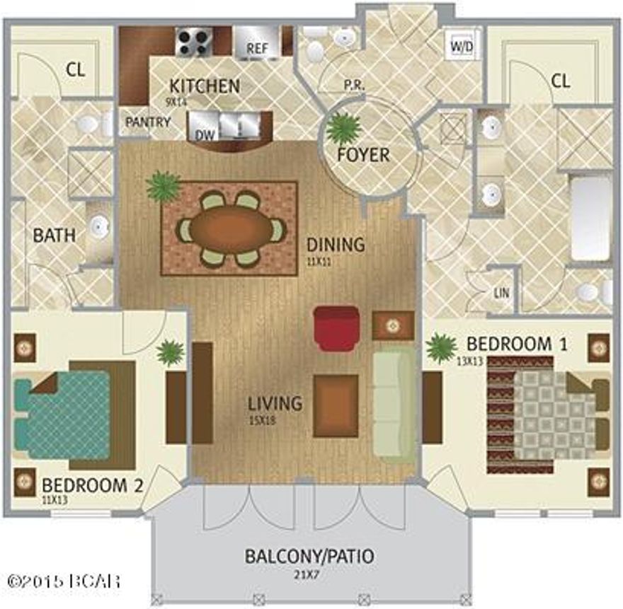 Experience an oasis at the beach; a 2 bedroom, 2.5 bath, 1325 sq ft long term rental in the beautiful and tranquil gated community of Island Reserve which is located off Front Beach Road in Panama City Beach. This open floor plan features hardwood flooring in the main living area, tile in the baths and kitchen and carpet in the bedrooms, all with 10' ceilings. The well-appointed kitchen includes granite countertops, stainless appliances, an island and detailed cabinetry. Bonus amenities include washer and dryer, window coverings, garden tub, private patio and covered garage parking and entry. The Island Reserve community features gorgeous ponds, fountains, waterfalls, fitness center, media center, indoor sport court and aerobic center, game room, and large pool. Pets are not allowed.