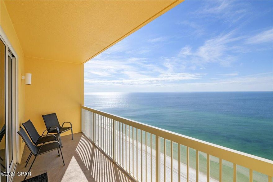 CURRENTLY UNDER CONTRACT, SELLER ACCEPTING BACKUP OFFERS.  Gulf front and adjacent to Pier Park, this 1BR/2BA+BUNK condo in the highly desired east tower in Calypso Beach Resort is the premier location in Panama City Beach. Panoramic front row views from the wide private balcony of miles of sparkling Gulf, sugar white sand, and beautiful sunsets. Bring your fishing gear as you are just steps away from the 1500' Russell-Fields city pier. Walk to the shopping, dining, and entertainment at adjacent Pier Park. Frank Brown Park, Gulf World, golf, family recreation nearby and 23 minutes gate to door from ECP. Turn-key condo is offered fully furnished and rental ready. This floor plan comfortably accommodates six with a primary bedroom and ensuite bath, sleeper sofa, hall bunks and a second full bath. Fully outfitted kitchen with major appliances, granite, recessed lighting, housewares, and a breakfast bar with seating for four. Great room with nine foot ceilings, a wall of windows with slider, and dinette for four.
Every desired resort amenity including two Gulf-front lagoon pools (one heated seasonally), a beachside tiki bar, fitness center, high speed elevators, beach service, gated parking garage with air-conditioned walkover, onsite rental, and 24 hour security.