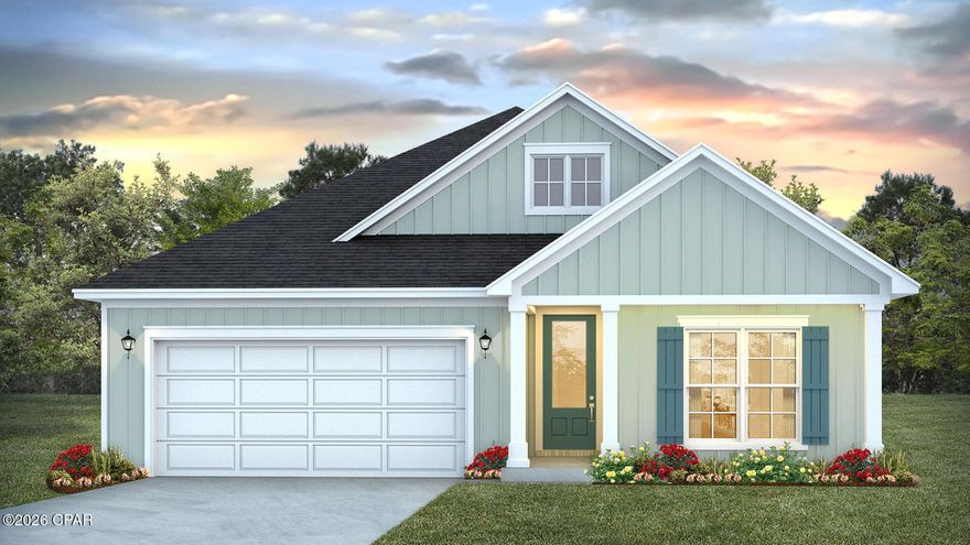 This home is ready for move in and features 2,300 square feet of naturally lit open living space and modern finishes. As you enter this home you will find a foyer with EVP flooring leading you past the first of three guest bedrooms and the guest bathroom.

Continuing to the heart of the home, a large open concept living area awaits filled with natural light from the many windows and high ceilings. The kitchen island overlooks the dining and living areas and is designed with quartz countertops, Herringbone tile backsplash, EVP flooring, and a single basin undermount sink in the island. Just off the kitchen, you'll find a secluded hall leading to the primary bedroom.

Located in a private area of the home, this bedroom offers high ceilings and large windows. The luxurious primary bath is complete with an oversize tile shower, a dual sink vanity with quartz countertops, and a large walk-in closet with shelving. The laundry room is also conveniently located at the other end of the hallway. All three guest bedrooms can be found on the other side of the home along with the two full guest bathrooms. Beyond the interior features and details, every home is equipped with Smart Home Technology. This thoughtful integration of technology ensures that your new home is perfectly designed to meet the demands of modern life. Call us today to schedule a tour of this beautiful home.