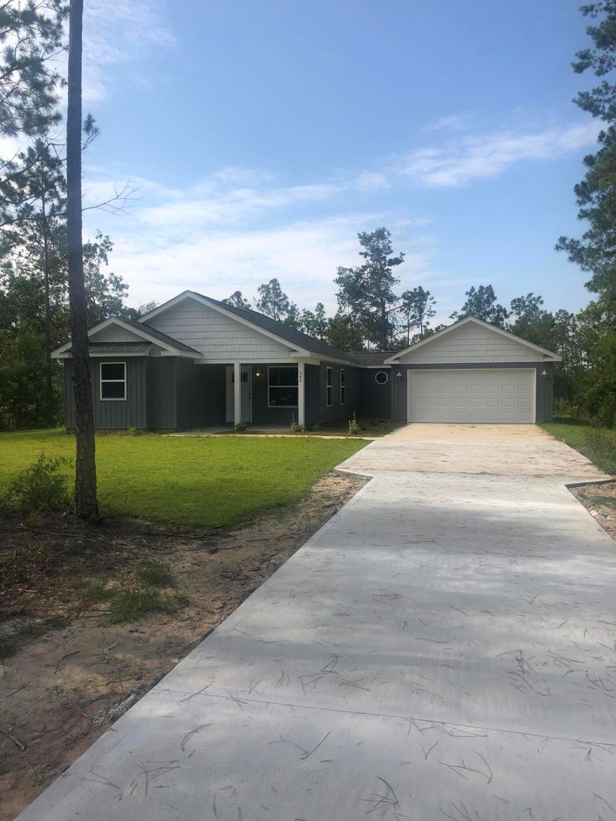 New Construction home nestled on a 1 acre lot on the outskirts of Panama City in beautiful Southport, FL.  It features  3 bdrm, 2 bath, office (or could be used as a 4th bedroom, split bedroom floor plan, with open kitchen/living space, granite counter tops, stainless steel appliances, and a large laundry room.  This is a must see, call to check it out today.