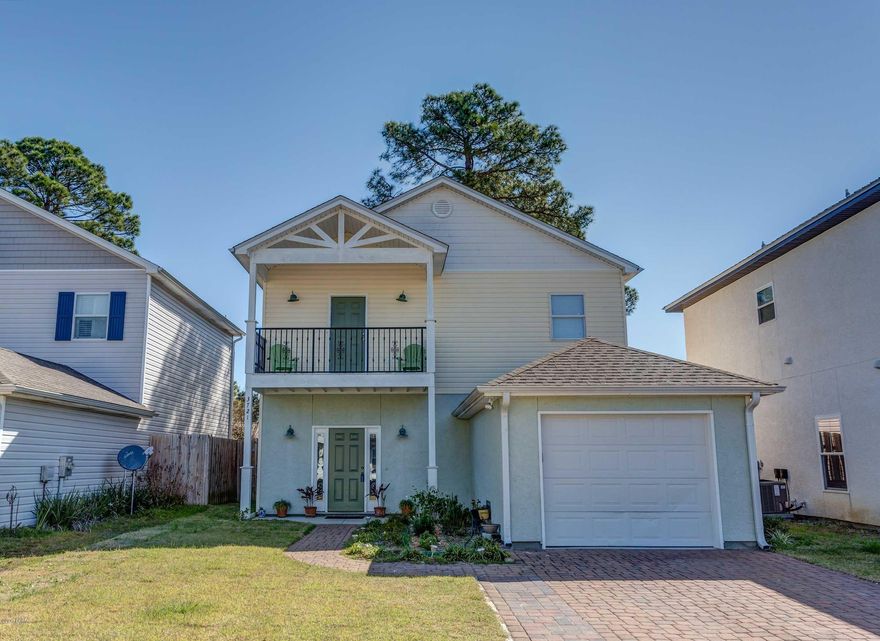 Charming 3 bedroom 2 bath home in Hidden Lagoon.  Walk through the front door into the spacious, open living room/dining room. The home features 9 foot ceilings. The kitchen is well appointed with wood cabinets, granite counters, custom tile backsplash, and stainless appliances. Down the hall from the kitchen is a half bath and laundry room.  Walking up the staircase, the second floor features the master bedroom with 2 closets! Open the door and step out onto your balcony and watch the sunset. The master bath has a garden tub, separate shower and a double vanity. The 2 other bedrooms on the second level feature a Jack and Jill bathroom.  The Hidden Lagoon community includes a pool, clubhouse, and barbecue area. All sizes and measurements are approximate-buyer to verify if important.