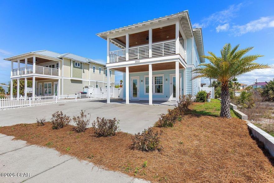 Gulf-View Coastal Retreat | Prime Investment + Luxury Living

Welcome to your private tropical oasis--this beautifully updated and professionally designed home offers stunning Gulf views, exceptional indoor-outdoor living, and outstanding short-term rental potential in one of the most desirable areas along Thomas Drive.
Thoughtfully curated with high-end finishes, lush landscaping, and inviting entertaining spaces, this property is built to impress both owners and guests alike. The open-concept living, dining, and kitchen area on the second floor is filled with natural light and flows seamlessly onto a spacious balcony--perfect for taking in Gulf views and coastal breezes.
With two master suites plus two additional generously sized bedrooms, this home comfortably accommodates large groups, maximizing occupancy and rental income. The first-floor master suite features a private entrance and lock-out capability, creating the ideal setup for a separate rental unit or flexible guest quarters--an investor's dream for dual-income potential.
Step outside to your own fenced backyard retreat, complete with a 7-person hot tub, designed for relaxation and memorable guest experiences that drive repeat bookings and top-tier reviews.
Located just steps from the beach and minutes from dining, entertainment, and outdoor adventure--including St. Andrews State Park--this home offers the perfect balance of privacy and accessibility in a high-demand vacation market.
Investment Highlights:
 • Strong Airbnb / VRBO income potential
 • Flexible lock-out floor plan for multiple revenue streams
 • Gulf views + walkable beach access (premium nightly rates)
 • Turnkey condition--ideal for immediate rental or personal use
 • Located in a proven high-demand vacation rental corridor.
Whether you're looking for a high-performing investment or a luxurious coastal escape, this property truly offers the best of both worlds.
(Buyer to verify all information and dimensions deemed important.)