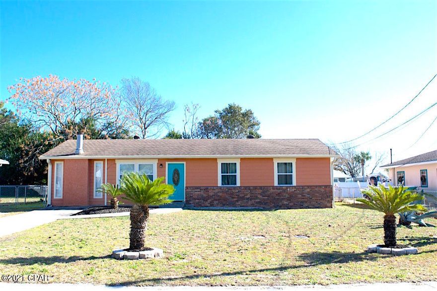 For Rent!!  MOVE-IN READY!! This clean, well maintained, updated beach house is conveniently located in a highly desirable area at the West End of PCB, within walking distance to beach, close to Pier Park, shopping, dining, entertainment, schools and our new international Airport. This home feature 4BR/2BA, electric fire place, large master walk-in closet, stainless steel appliances, huge fenced in back yard, yard building for extra storage & a huge concrete patio. Washer & Dryer included!! Application fee and background/credit check required. Owner is a licensed agent.