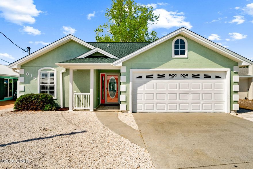 Tucked away on a quiet cul-de-sac, this beautifully maintained 3-bedroom, 2-bath rental offers the perfect blend of comfort and privacy. Step inside to find vaulted ceilings and tile flooring throughout, creating a bright and open feel from the moment you enter. The spacious master suite features a walk-in closet, double vanity, a separate shower, and a relaxing jetted tub--perfect for unwinding after a long day. The kitchen is equipped with stainless steel appliances and a convenient breakfast bar that flows seamlessly into the living area, making it ideal for both everyday living and entertaining. Out back, enjoy your own private oasis with a well-kept yard, covered patio, and an in-ground pool--perfect for soaking up those warm summer days.