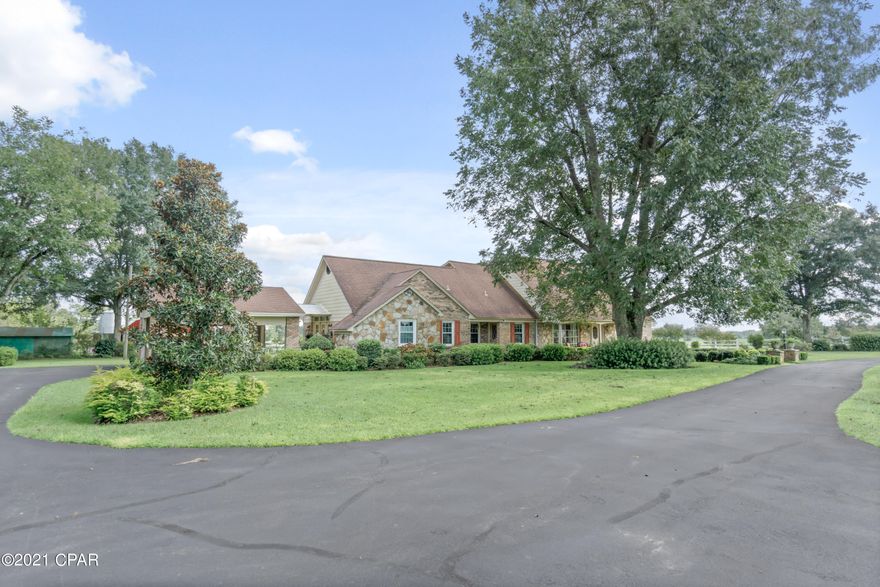 Under Contract, Seller taking Backup offers. Large Executive Home sitting on 53 acres.... Property is fenced and cross fenced, inground pool, 35x50 barn with 10x35 additional space, Horse stalls, stocked pond and so much more. Four bedroom  (master downstairs) Three bath with formal living space (fireplace with gas logs) and dining. Well apoint4ed kitchen with abundance of cabinets and breakfast area. Gathering room has additional cabinets with island. Small office off kitchen. First floor master bedroom with double vanities with sunk in tub with shower. Additional three bedroom upstairs with full bath plus a sewing or craft room.  Step onto covered back porch overlooking inground pool and gazebo. Barn is being used as a Gathering Place appointed with 1/2 bath, stove and sink area.