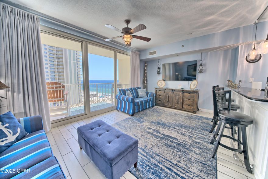 Lower Floor Alert! w/ Same Floor designated parking! Beach front condo with great revenue potential. Low floors are golden ROI at Shores of Panama.
Parking is literally right around the corner from front door. You are just steps from parking to door~ No Elevators! Spectacular View of the Gulf and Pool! - Sleeps 6. If you are familiar with Shores of Panama - You know its a Rental Machine and Summer 2025 is booking now! Stucco Renovations complete on this particular unit.  Also, this condo is already turn-key and on a popular rental program. Nothing to do!

Currently, Shores of Panama is undergoing a major exterior facelift, and will be so beautiful when complete, which will put your investment well ahead of the others in PCB. The new Florida Condo Requirements are fast approaching for other resorts in town, and Shores of Panama will be complete, ahead of the game, and ready to capitalize maximum profit. Once Shores facelift is complete, there will be no stopping it. It will be the premier place to be in PCB. The price tag on a beachfront low floor unit like this will never be again. Don't miss this opportunity to capitalize on a ''buy now price''. Adding this to your portfolio will ensure years of ROI success. Rentals will continue strong during construction. Shores of Panama is a 23 story Tuscany style condominium complex in the heart of Panama City Beach, and right next door to the world-famous Pineapple Willys restaurant. Shores of Panama has unbeatable amenities, including a massive lazy river style gulf-side pool and hot-tub, tiki bars, food bars, indoor pool, garage parking, and a fitness center.