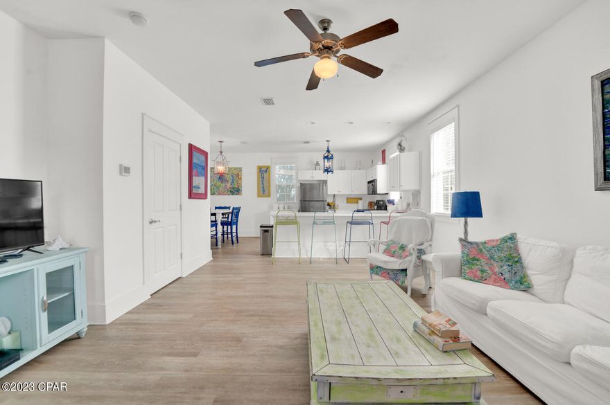 Discover coastal bliss at 'The Southern Siren' - a fully furnished 2Br/2.5Ba gem nestled in the gated Barefoot Cottages community. This inviting cottage boasts modern upgrades including luxurious LVP flooring throughout, sleek stainless steel appliances, and elegant quartz countertops.

The spacious master bedroom offers a private screened-in balcony, while the second bedroom is a haven for kids and guests with two sets of 3-story bunk beds(adult rated weight), comfortably accommodating 6. Both bedrooms come complete with their own private bathrooms.

Whether you seek a serene beach getaway or a savvy rental property investment, this home delivers. Enjoy the convenience of a community pool just steps away, or take a leisurely stroll to the 24 hr dog friendly beach access for sun-soaked adventures with your fury companion. Plus, relish the ease of proximity to restaurants and shopping, making every day at 'The Southern Siren' a coastal​​‌​​​​‌​‌​​​​‌​​‌​​​​‌‌ delight!''